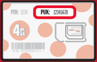 Busca el PUK en tu nueva tarjeta SIM