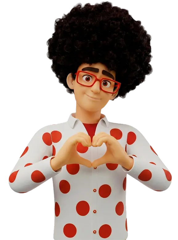 Pepe haciendo un corazón al lado de un brote de planta y una pala